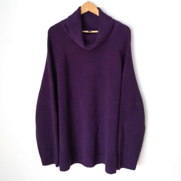 Lands' End Sweaters - Land's End Purple Ribbed Turtle Neck Sweater